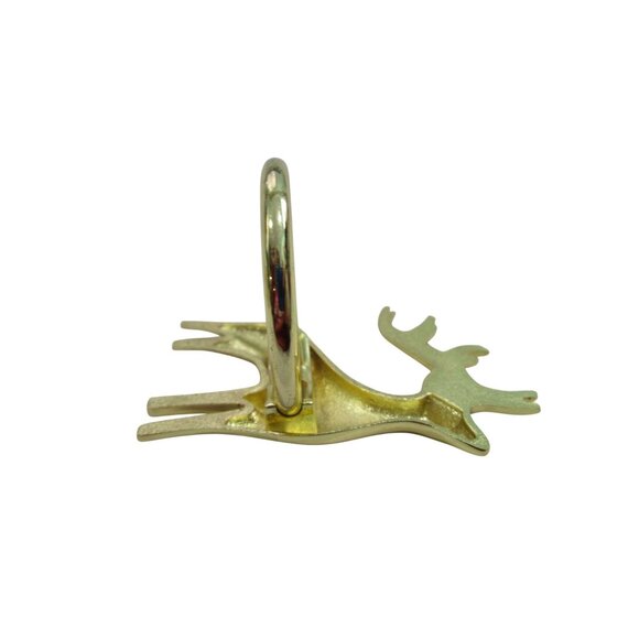 Reindeer Napkin Rings Gold Tone Metal GUC Four Holiday Christmas Table - Picture 14 of 15